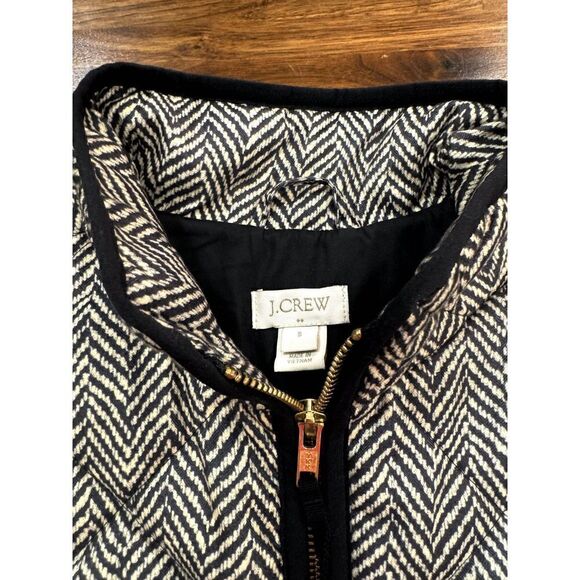 J. Crew Herringbone Print Quilted Puffer Vest EUC Sz S // preppy // equestrian / - Picture 9 of 10